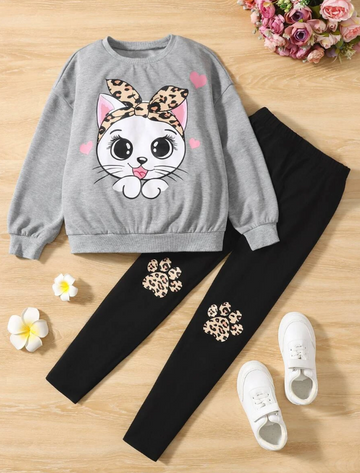 Bandana Cat Tracksuit Light Grey